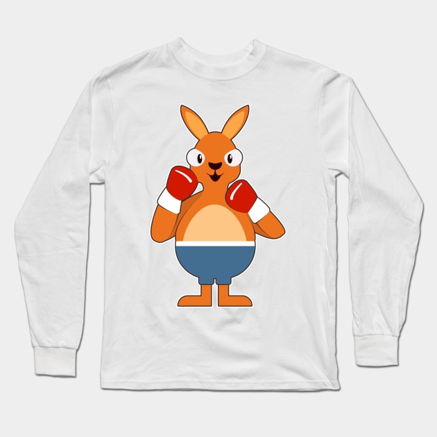 Kangaroo as Boxer with Boxing gloves Long Sleeve T-Shirt by Markus Schnabel